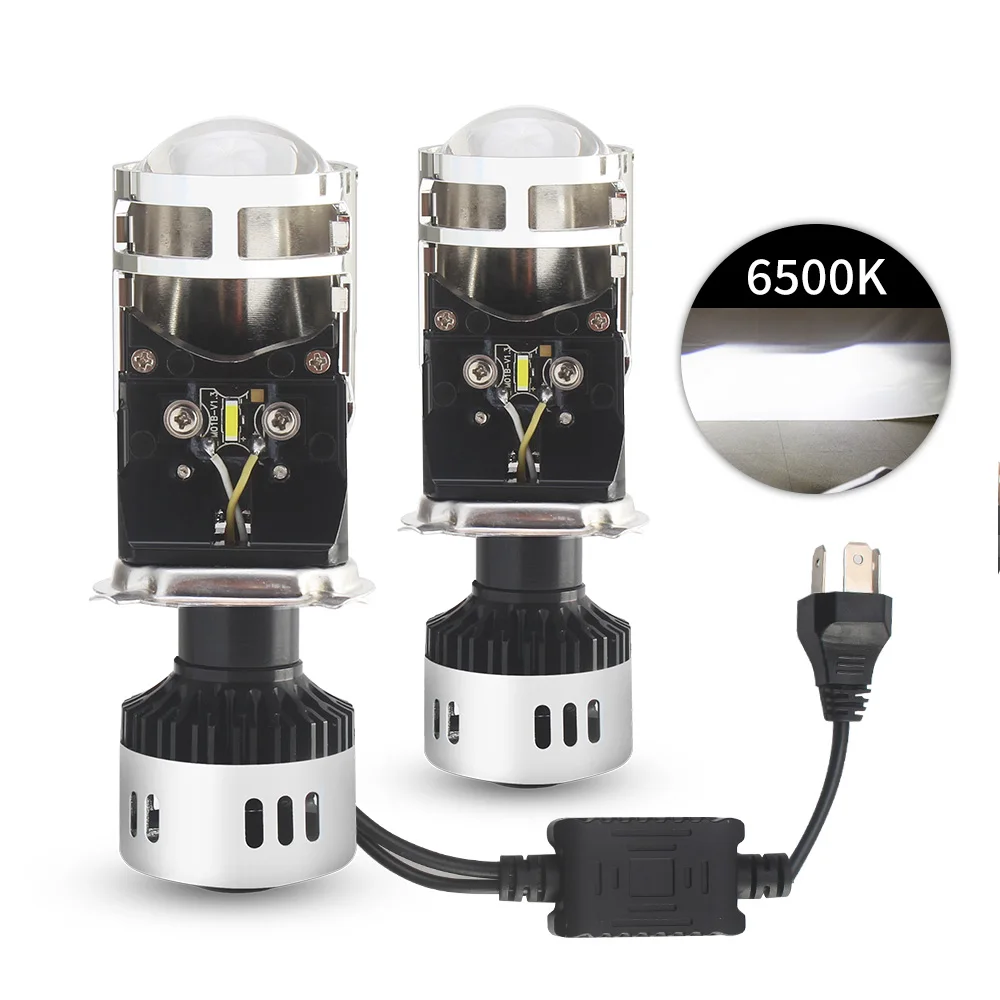 

2PCS Car Light LED Headlight DC 12V White Head Lamp Light Bulb H4 Hi/Lo Beam Fog Lamp with Lens Universal