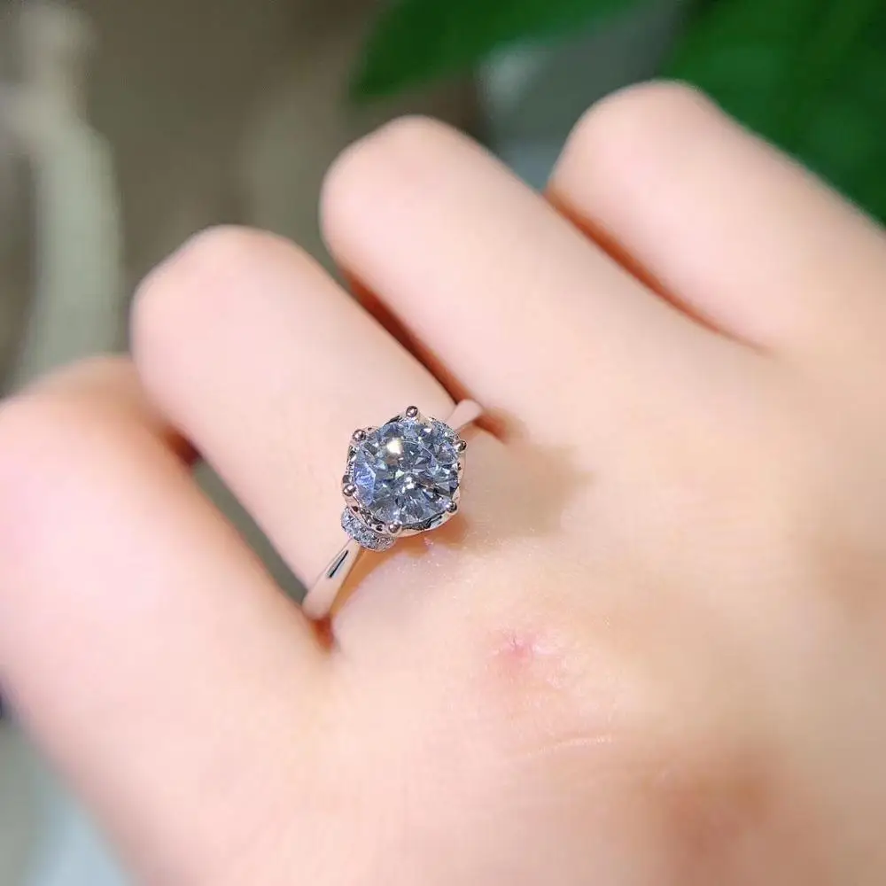 Kkmall Серебряное кольцо для моисанита 1.00ct D VVS роскошное моисанитовое женщин |