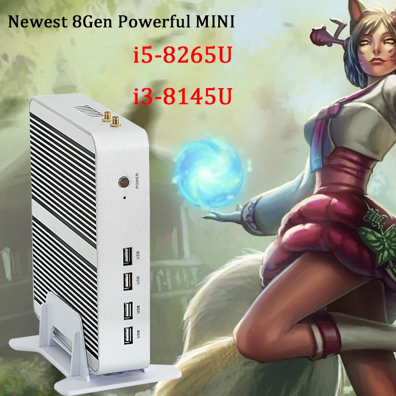 Kaby Lake R 8Gen мини-ПК без вентилятора i3 8145U i5 8265u Intel UHD 620 win10 Quad Core 8 потоков DDR4 2400 2666 NAS |