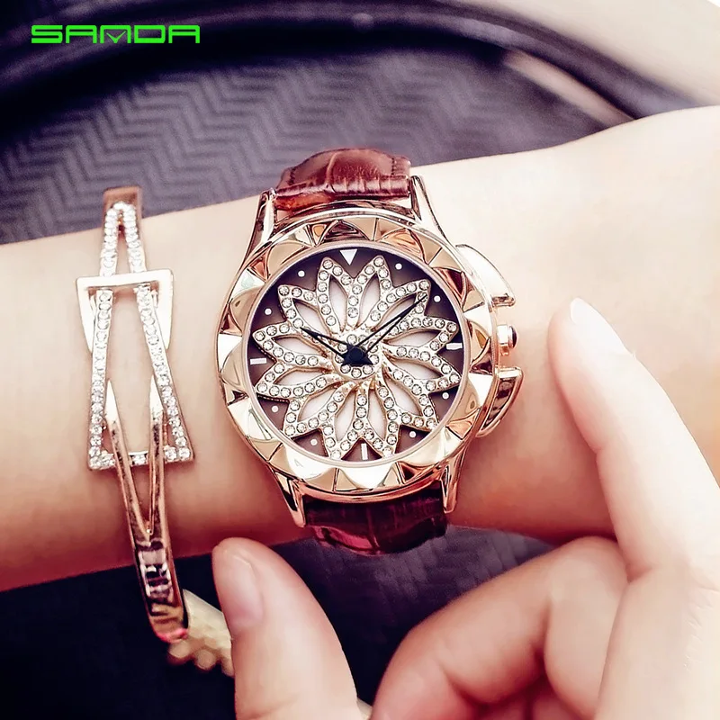 

SANDA Sanda WOMEN'S Watch Fashion Rotating Man-made Diamond Casual Women's