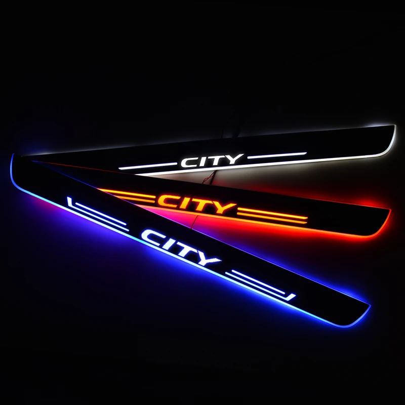 Светодиодный дверной порог для Honda CITY Saloon GM4 GM5 GM6 GM9 2012 дверная Накладка порог приветствуется светильник аксессуары для автомобиля