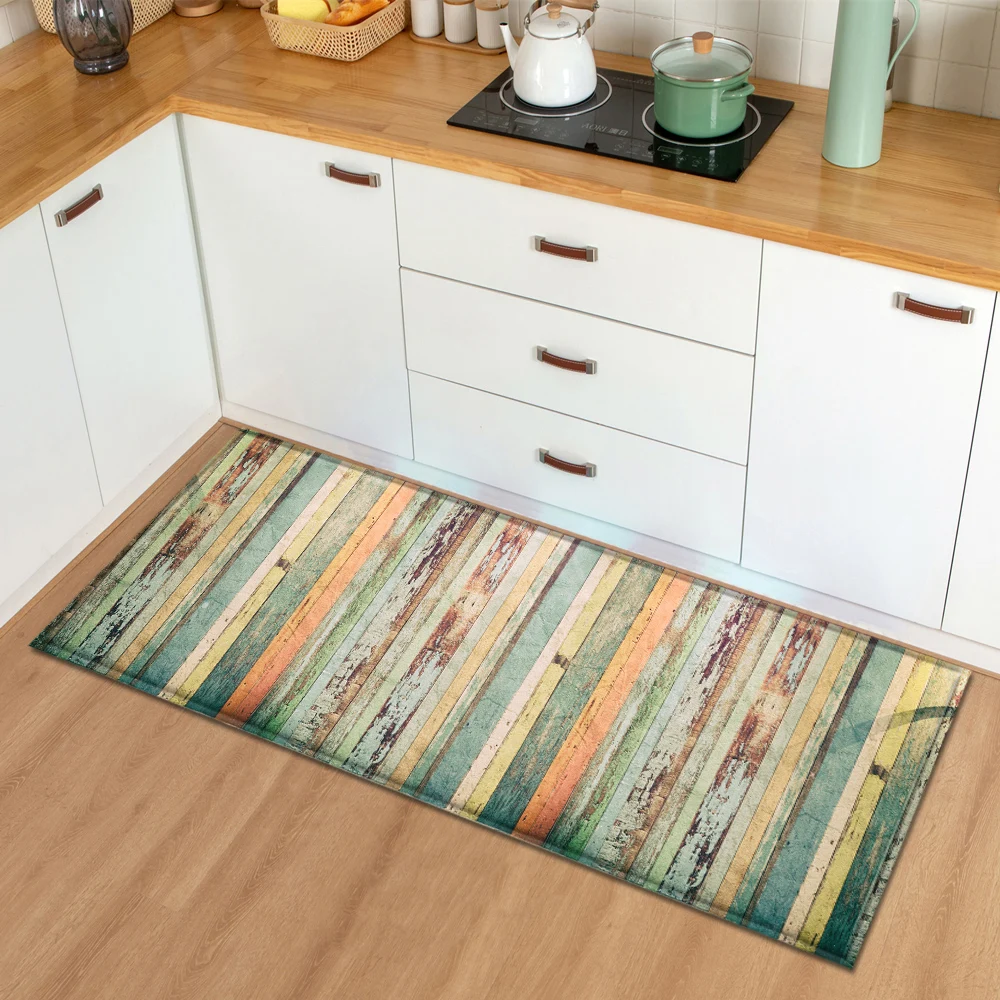 Modern Kitchen Mat Bedroom Entrance Doormat Wood grain Home Hallway
Floor Decoration Living Room Carpet Bathroom Anti-Slip Rug