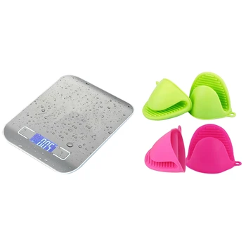 

Waterproof 5Kg/1G Digital Electronic Kitchen Food Diet Scale Weight Balance with 2 Pairs Oven Gloves Silicone