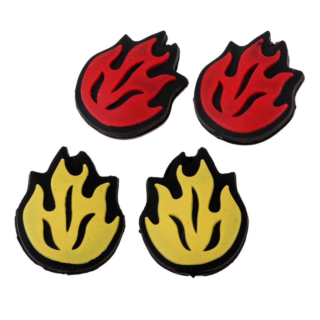 4 Pieces Silicone Flame Tennis Racket Shock Absorber Shockproof Dampener