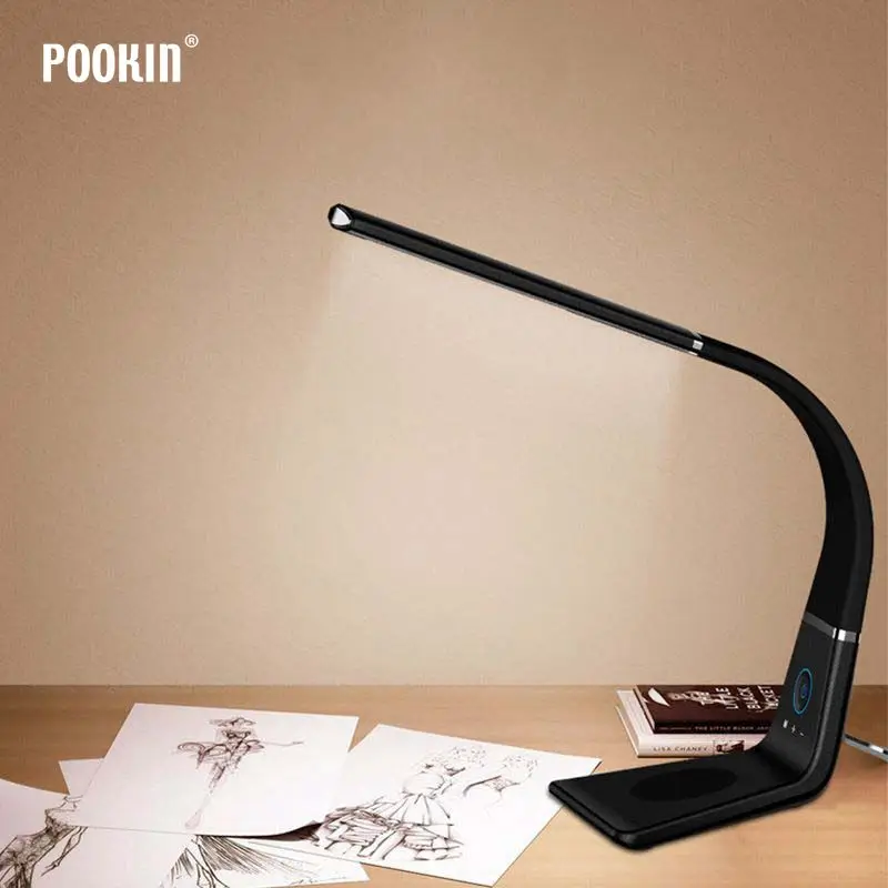 Flexible Table Lamp Led Desk Lamp  Touch Dimming Eye-Protection Book Light Qi Wireless Charging for Mobile phone 3 Color Modes