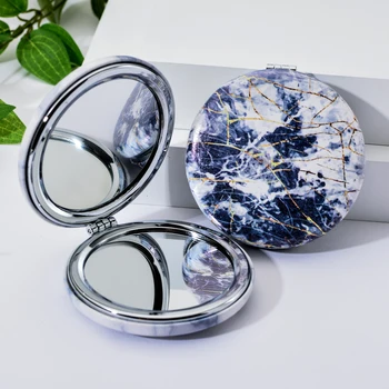 

Marble Stripes Cosmetic Compact Mirrors for Women Portable Double Sided Mirror Fresh Simple Pocket Makeup Tools 2020 Fashion