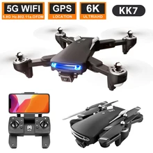 Kk7 pro mini zangão 4k profissional gps 6k quadcopter com câmera dupla visual wifi fpv drones rc helicóptero preservação da altura