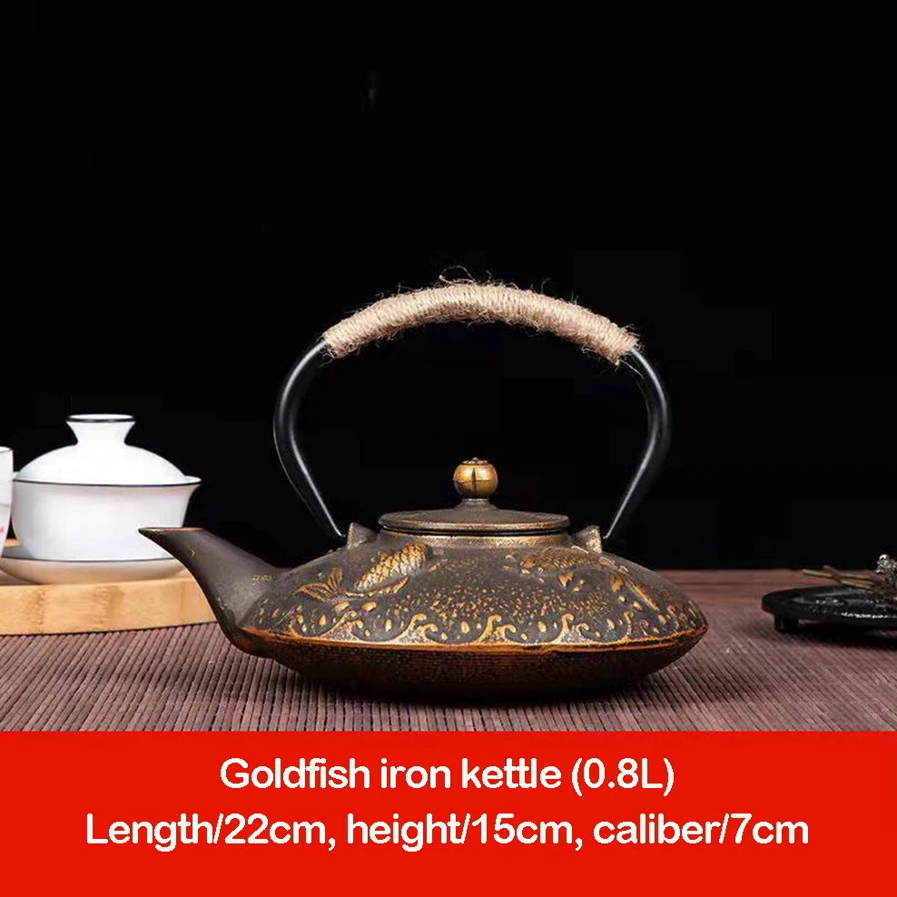 ENERGE SPRING 800ML Cast Iron Teapot Japanese-style Boiling Kettle Beauty Health Pig Iron Boiling Water Pot Retro Tea Set