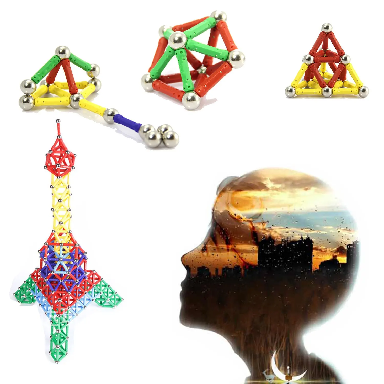 3D puzzle magnetic building sticks blocks toys magnet educational toys magnetic blocks sticks stacking set for kids adult magnetic building blocks magnetic assembly toy