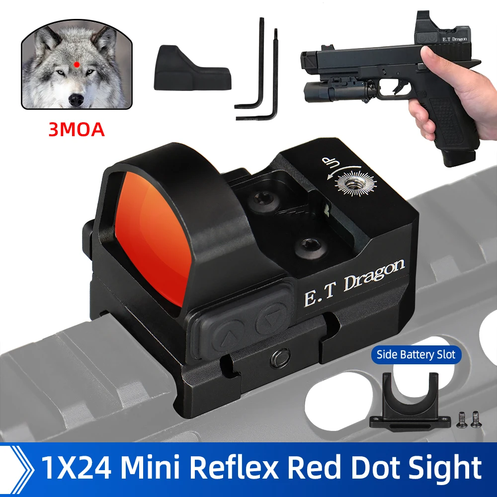 E.T Dragon 1x17x24 AR15 M4 AK47 пистолет Red Dot Scope 9 мм Мини прицел с 2 м Водонепроницаемость