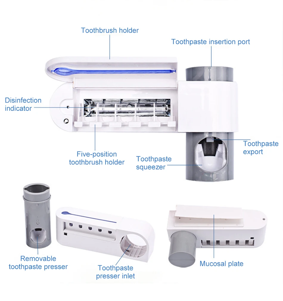 3 в 1 ультрафиолетовый свет зубная щетка стерилизатор набор для ванной комнаты держатель для зубной щетки автоматический комплект для зубной пасты инструмент для ухода за полостью рта