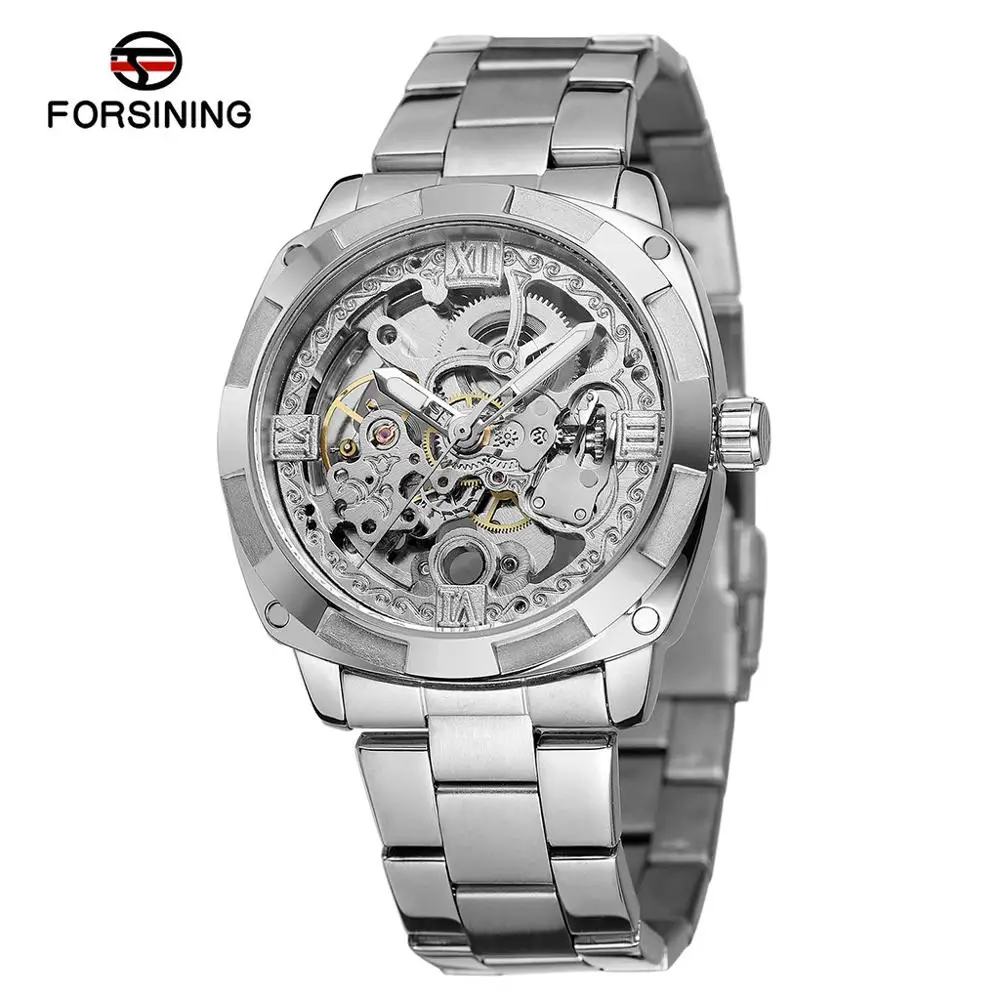 Watch Men Forsining Hollow Automatic Mechanical Watch Waterproof Leather Business Clock relogio montre homme horloges mannen 10X