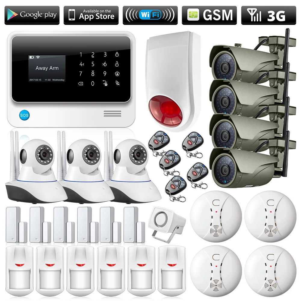  3G 4G G90B Plus Wireless WiFi GSM GPRS SMS Home Security Alarm System LCD ISO Android App Control O
