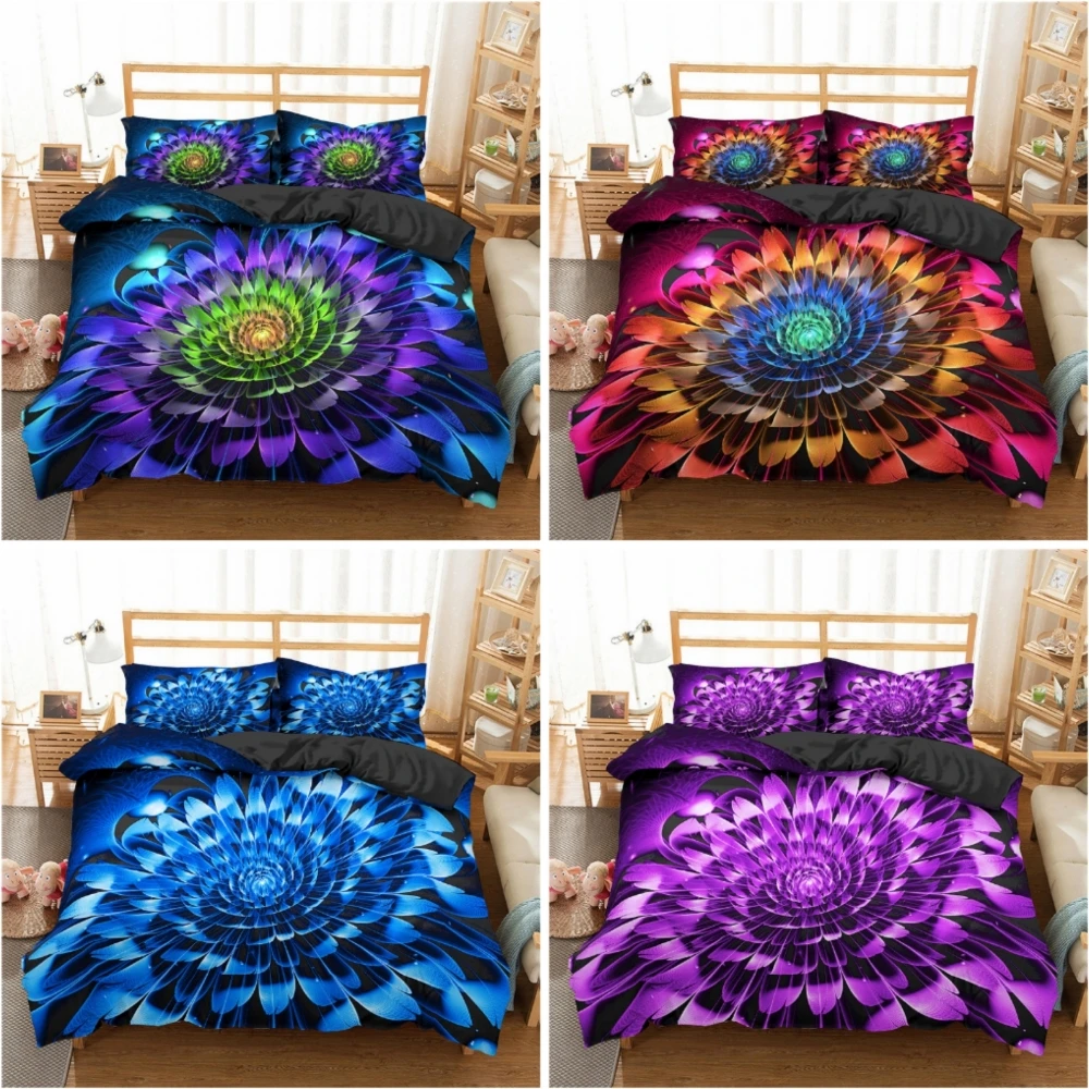 

3D Digital Flower Print Bedding Sets 3D Bohemia Duvet Cover Sets Quilt Comforter Covers Twin Size Kawaii Bedding Set