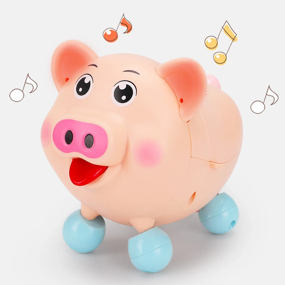 

2020 New Cute Kids Electric Piggy Toy LED Music Dancing Pig Animal Robot with Leash Interactive Kids Early Educational Toy Gift