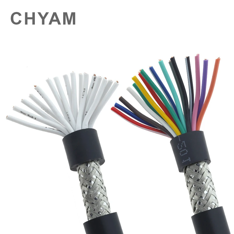 22AWG 0.3mm2 RVVP 멀티 코어 차폐 케이블 와이어, 2/3/4/5/6/7/8/10/12/14/16/20/24 간섭 방지 제어 인버터 신호선