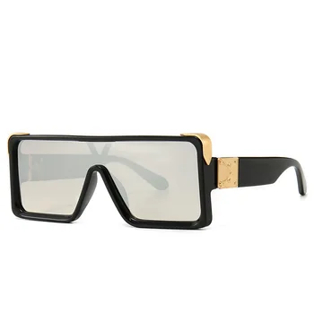 

Oversized golden angle Women's sunglasses male metal side design street shot instagram celebrity model square female sunglasses