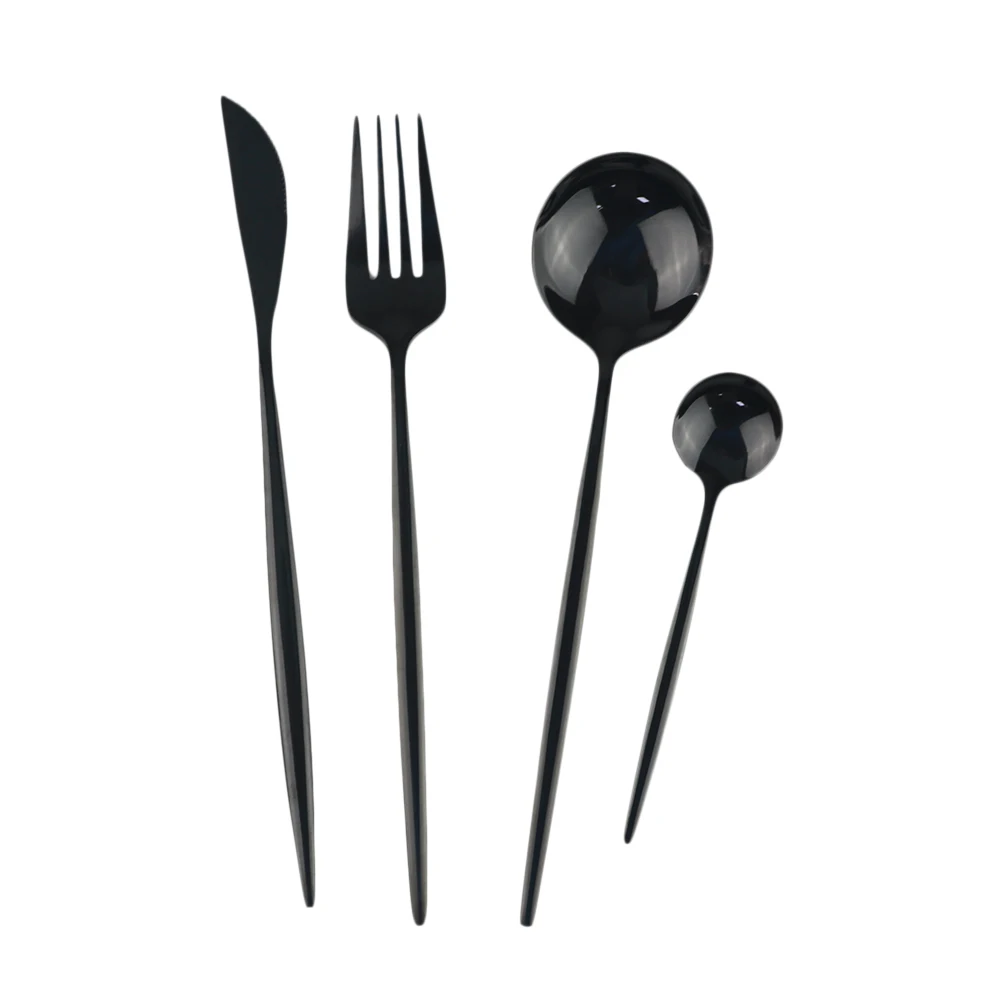 Description Picture 6 of item8/16Pcs Black Gold Dinner Fork Tableware Dinnerware Stainless Steel Silverware Gold Kitchen Flatware Black Cutlery