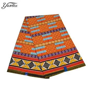 

YANTEX African Wax Prints Fabric Ghana Kente Design Polyester Printed Ankara Fabrics Tissu Africain Veritable Real Wax 6 Yards