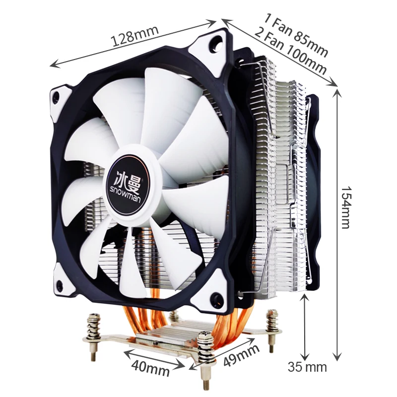 Снеговик 4 теплотрубки Процессор кулер RGB 120 мм ШИМ 4Pin PC тихий для Intel LGA 2011 1150 1151 1155