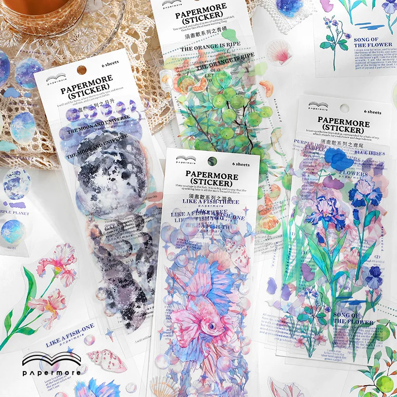 

6pcs Kawaii Stationery Stickers iris Flowers Planner Decorative Mobile Stickers Scrapbooking DIY Craft stickers ֽ