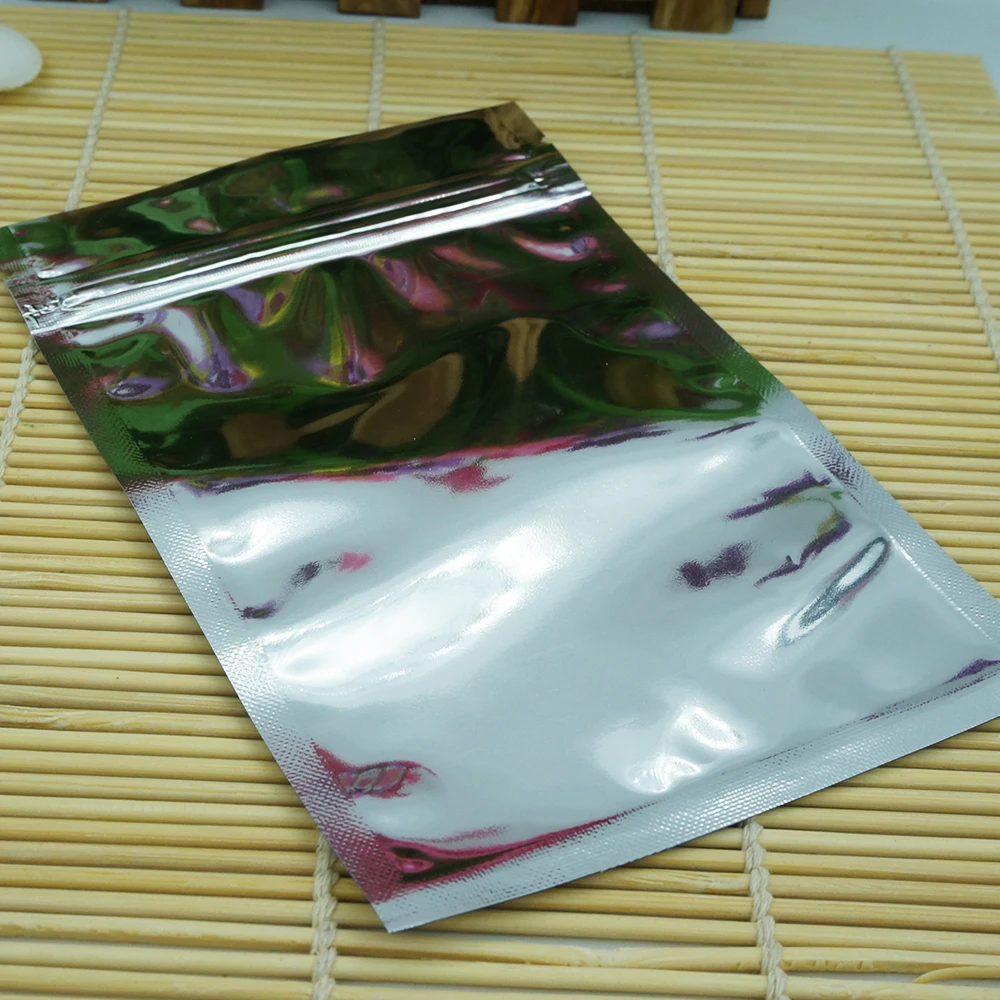 12x20cm 100pcs Silver Plating Aluminum Foil Zip Lock Bags Peanut Snack Storage Plastic Zipper Closures Pouch Food Packaging Bag 6