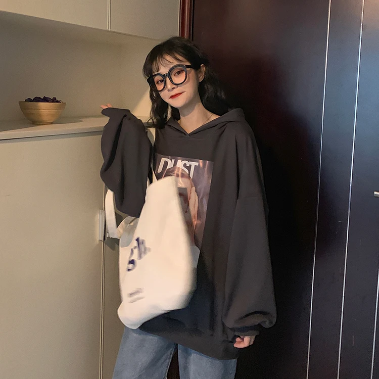 Женские толстовки Harajuku принт Sudaderas Зимний пуловер толстовки женские толстовки