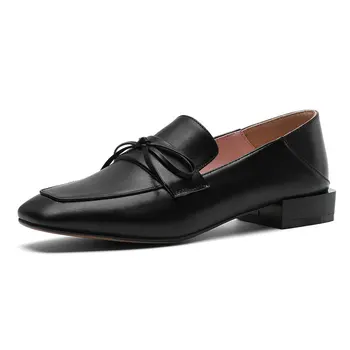 

Casual Women New Pumps Mature Round Toe Square Heels Med Shallow High Quality Sheepskin Shoes Comfortable Pumps