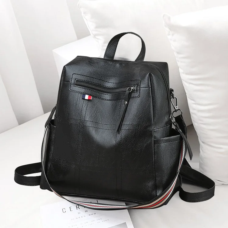 

Simple WOMEN'S Bag Casual Women's Backpack Car Suture Shoulder Shoulder Combination Bag STUDENT'S Backpack