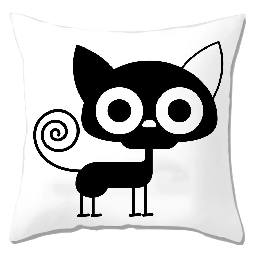 Homesky с милым рисунком кота наволочки Творческий черная кошка подушка чехол для дома декоративная подушка чехол размером 45*45 см - Цвет: LP011-18