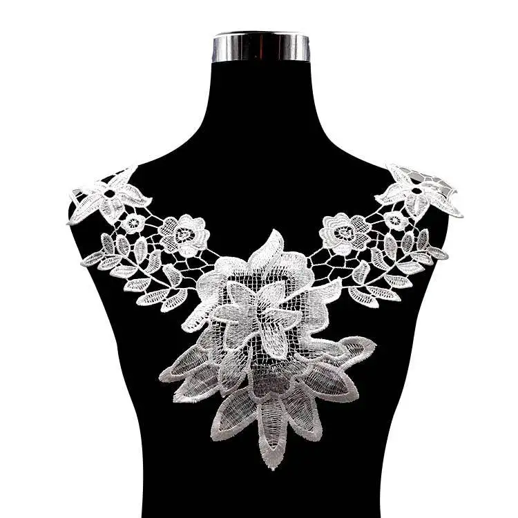 2 шт. элегантный черный цветок Водорастворимая Вышивка 3D кружево Аппликация из ткани нашивки Ручное шитье платье украшение