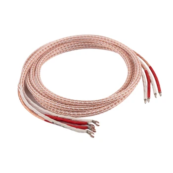 

1pair OCC hifi speaker cable 24 strand single crystal copper fever speaker cable pure copper Rhodium Plated Banana Plug