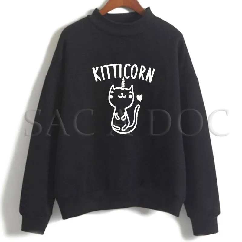 KITTICORN графический толстовки с изображением кошки бесцветная Толстовка для женщин и мужчин Harajuku Повседневный хип хоп осенне-зимний