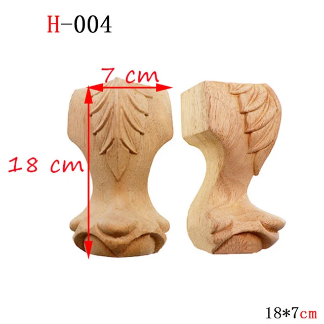 1pcs Furniture With Solid Wood Legs Carving Flower Sofa Seat TV Cabinet Feet, No Paint Drop Ship，Furniture Feet Replace H-004 18x7cm