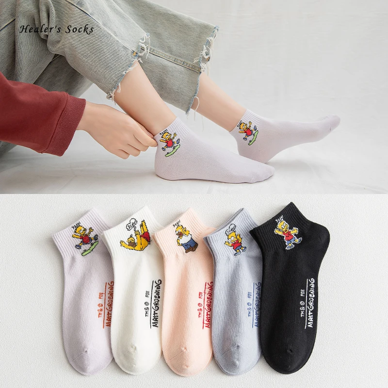 

Funny Kawaii art women socks cotton Solid color Simpson fashion Harajuku city happy cute Japanese College style Invisible socks