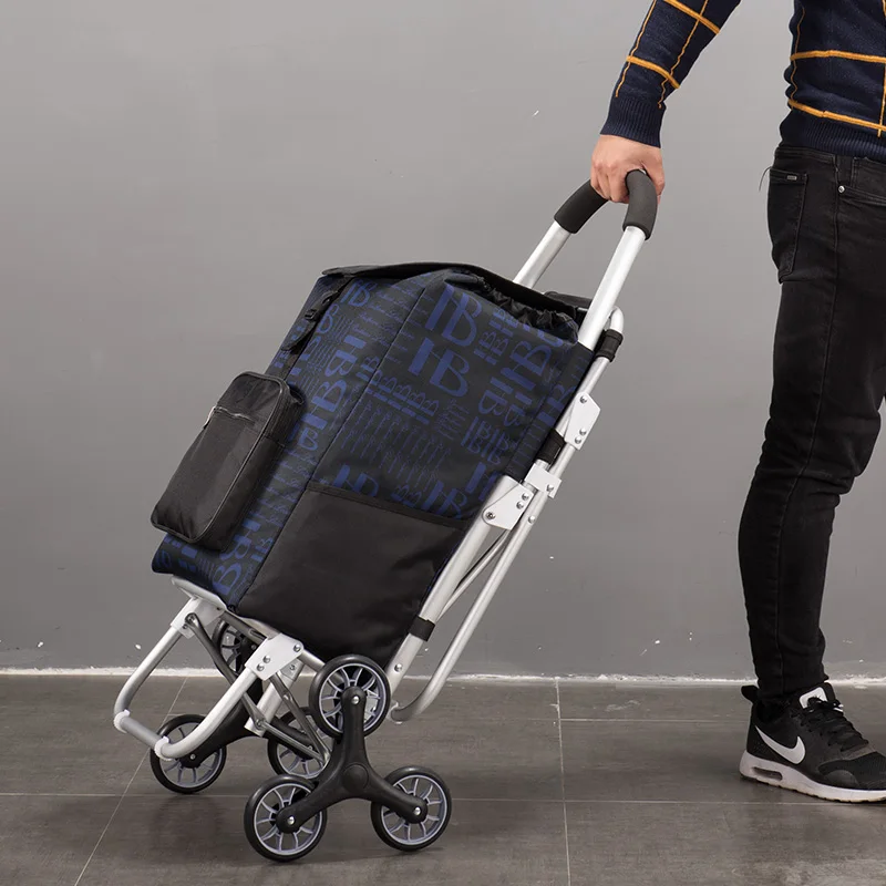  Summer Baby with Seat Stool Shopping Cart Old Man Buy Food Cart Small Pull Cart Folding Trolley Car