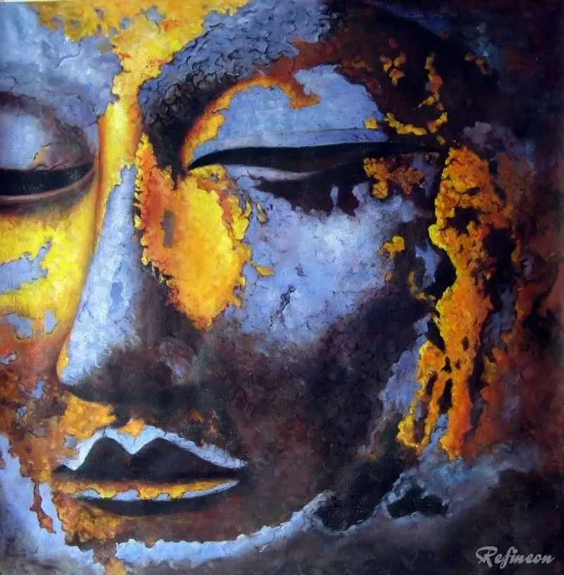 

Handmade Buddha Oil Painting on Canvas Caturiddhipada