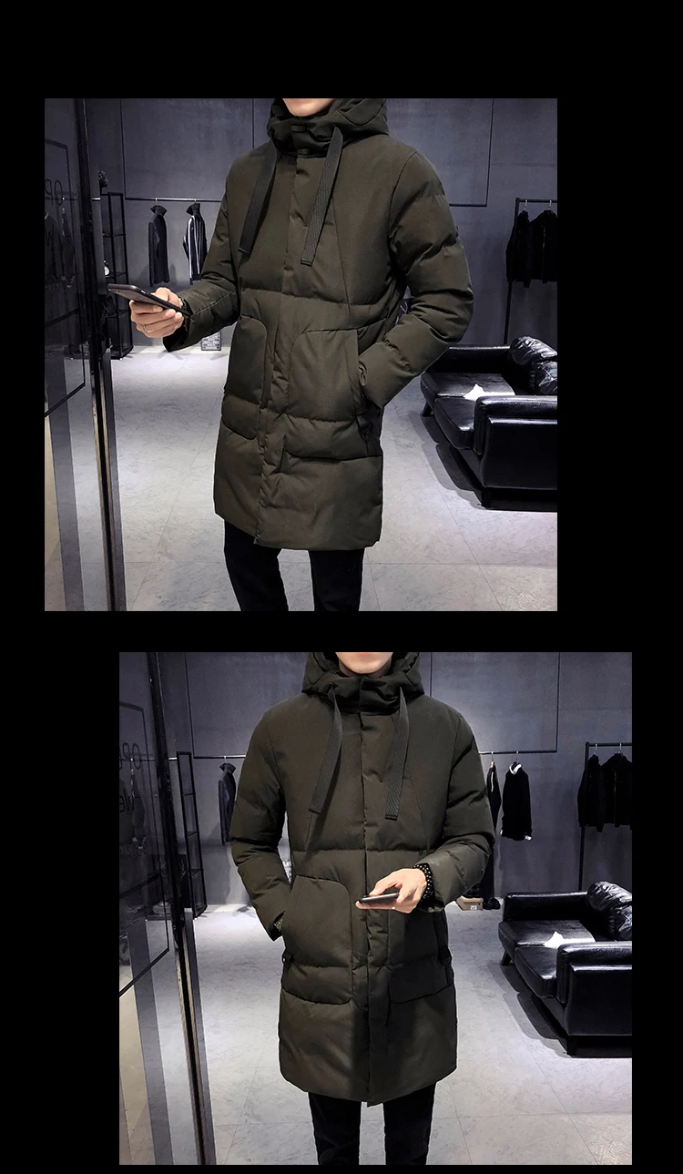 Зимняя парка Мужская однотонная куртка Новое поступление толстое теплое пальто длинная куртка с капюшоном воротник ветрозащитное Стеганое пальто мода для мужчин