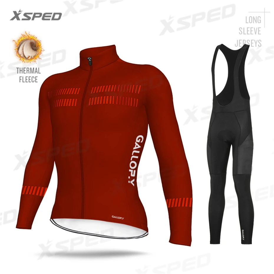 Bib Cycling Set Ropa ciclismo теплая Зимняя Теплая Флисовая велосипедная одежда, мужская Трикотажная одежда, костюм для езды на велосипеде, MTB Одежда, комбинезон, комплекты - Цвет: Bib Cycling Set
