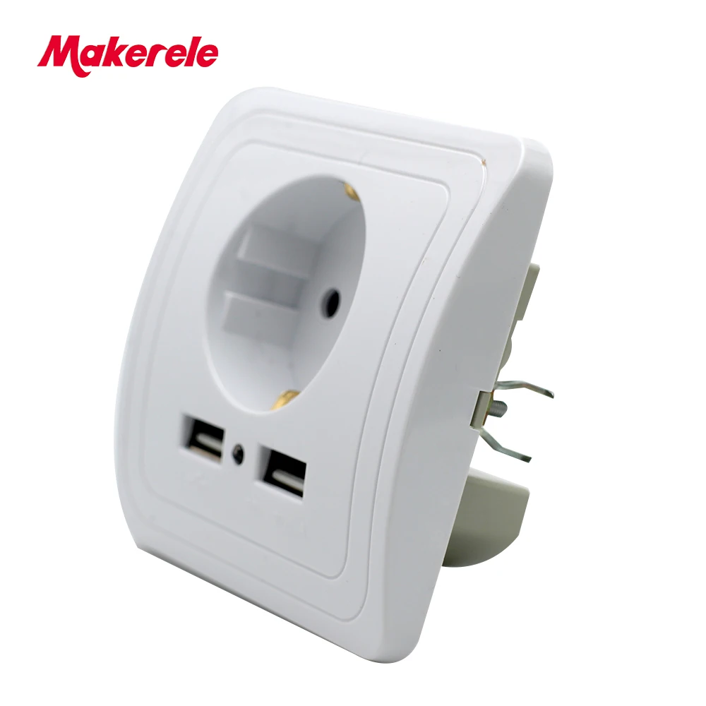 Makerele Мощность розетки ЕС Стандартный 16A 250V штепсельная бакелитовая розетка с 5V 2A двойные usb-порты 86 Тип - Тип: White