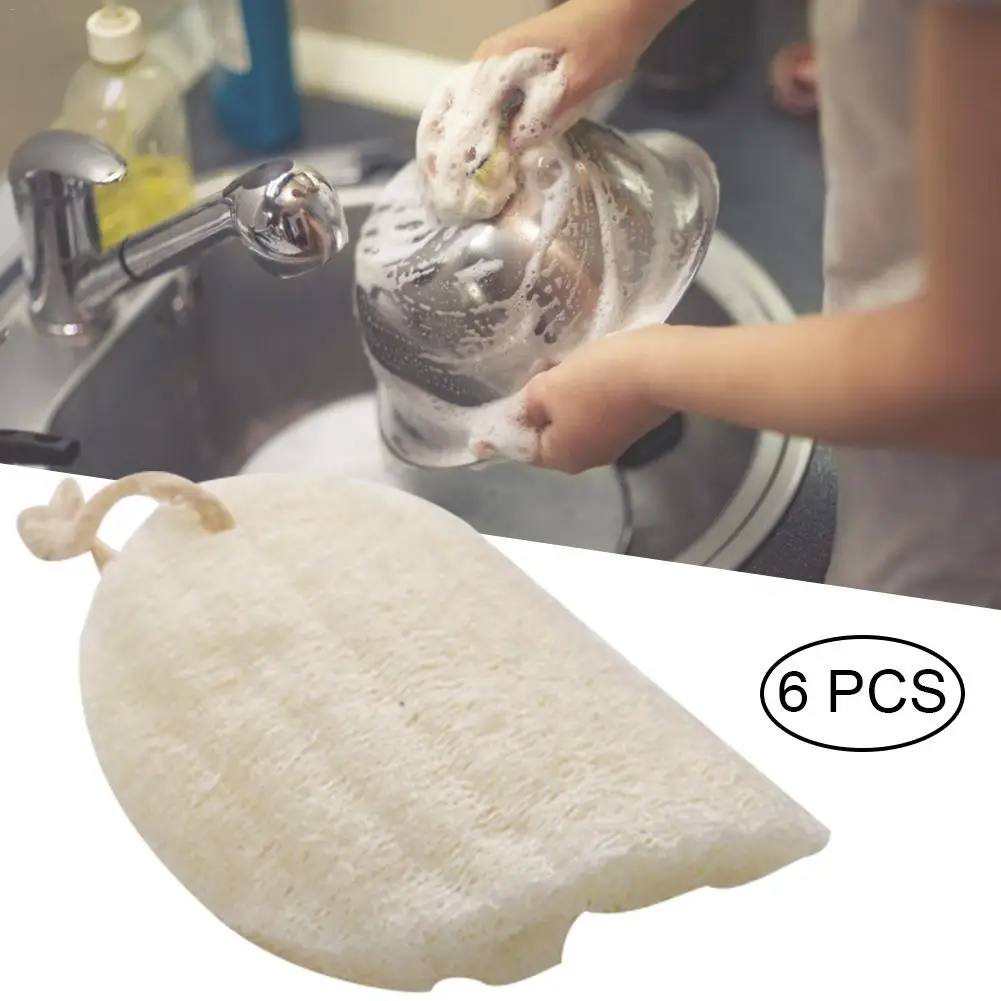6 шт. люфа чистящая ткань для очистки и губка растительное волокно кухонная посуда чистящее средство полотенце