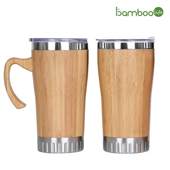 

Natural Bamboo Coffee Cup Stainless Steel Coffee Travel Mug With Leak-Proof Cover Insulated Vacuum Cup Reusable Accompanying Cup