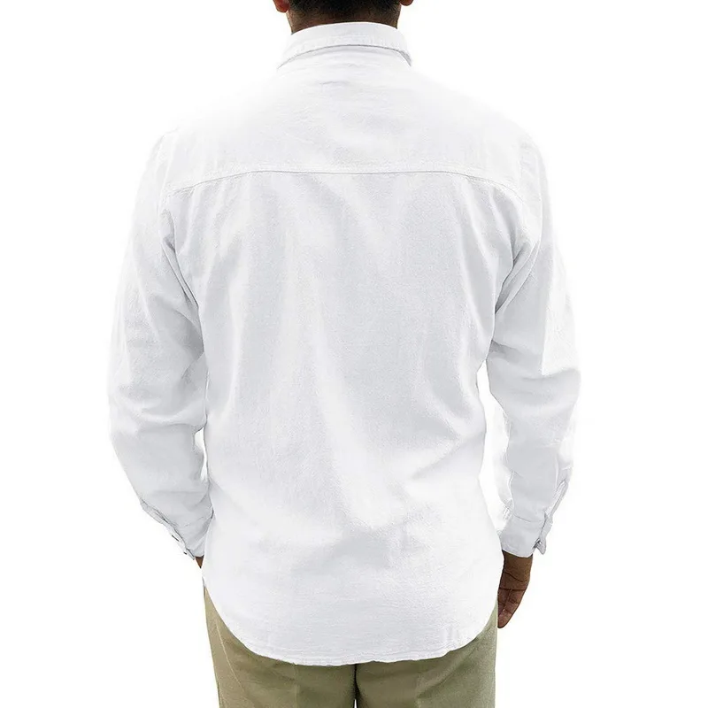 Простая летняя льняная винтажная Мужская рубашка Camisa Masculina, Повседневная рубашка с длинным рукавом, Мужская Уличная приталенная рубашка, одежда