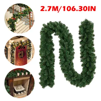 

2.7m Christmas Cane Christmas Decorations PVC Encrypted Tree Ornaments Green Tree Cane Tinsel Party New Year Supplies