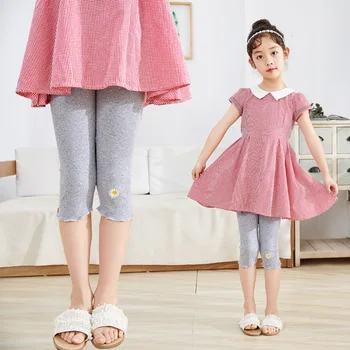 

Summer Baby Girl Leggings Candy Colors Daisy Kids Leggings Cotton For Girls Knee Calf Length Pants Children Clothing