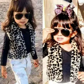 

UK Princess Kids Baby Girl 1T-6T Warm Fuzzy Leopard Vest Coat Jacket Fur Waistcoat