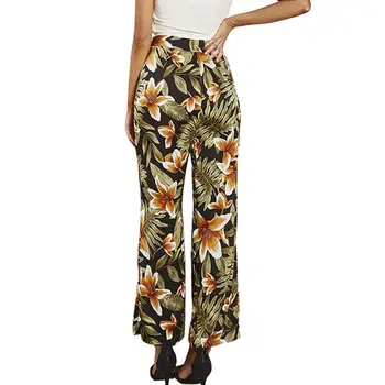 

Casual Loose Trousers Summer Elastic Ladies Trousers Wide Leg Women Pants Casual Printed Pants