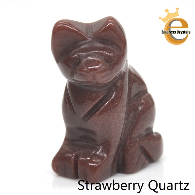 Stone Carving Cat Figurine Natural Gemstone Quartz Agate Jade Crystal Healing Animals Statue Home Decoration