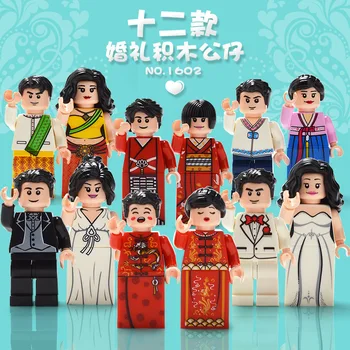 

Chinese Style Action Figures DIY Accembling Building Block Figures Bridals Solider Gift Toy Compatible With Major Brand Bricks
