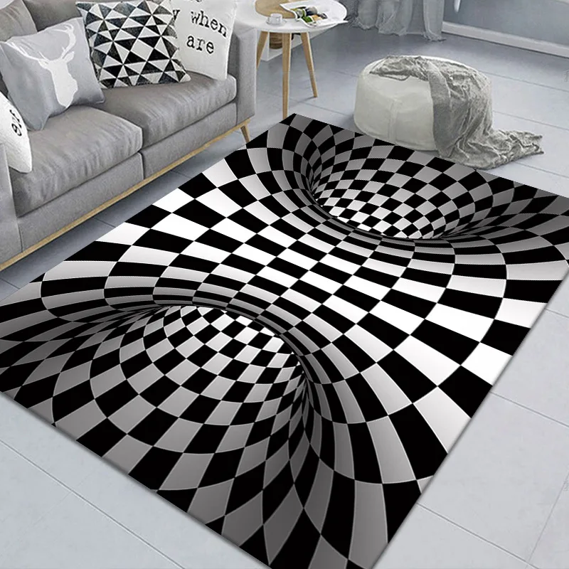 Новый ковер 3D Черно-белый нескользящий для кухни напольные коврики абстрактный